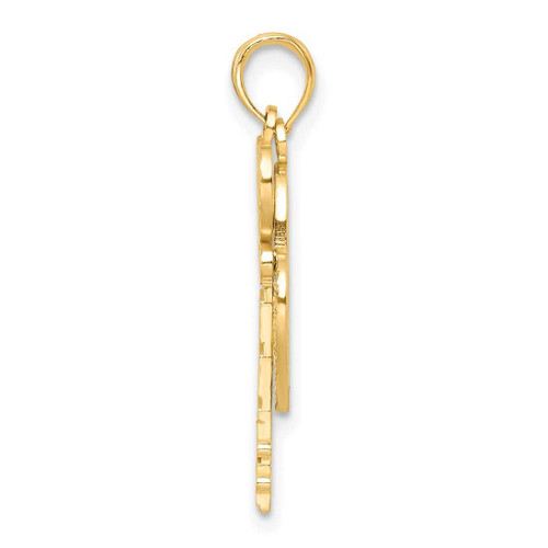 Image of 10k Yellow Gold w/ Rhodium Filigree Heart Lock and Key Pendant