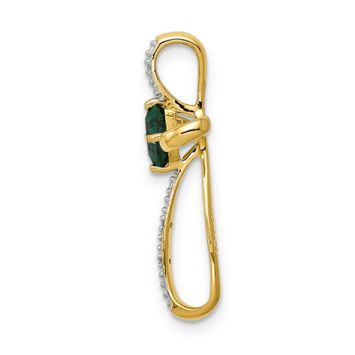 Image of 10k Yellow Gold w/ Rhodium Lab-Created Emerald and Diamond Cross Pendant