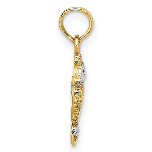 Image of 10K Yellow Gold w/Rhodium 2-D Seahorse Pendant