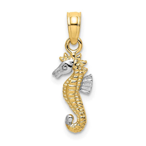 Image of 10K Yellow Gold w/Rhodium 2-D Seahorse Pendant