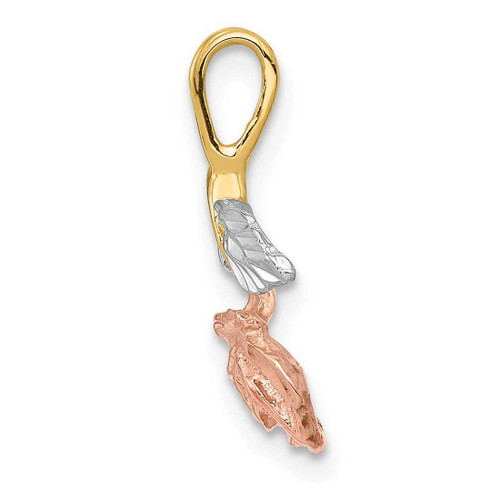 Image of 10K Yellow Gold W/White & Pink Plating Rose Chain Slide Pendant