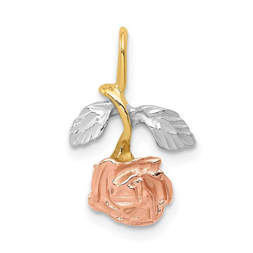 Image of 10K Yellow Gold W/White & Pink Plating Rose Chain Slide Pendant