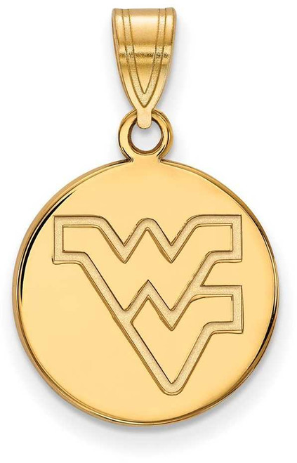 Image of 10K Yellow Gold West Virginia University Medium Disc Pendant by LogoArt 1Y039WVU