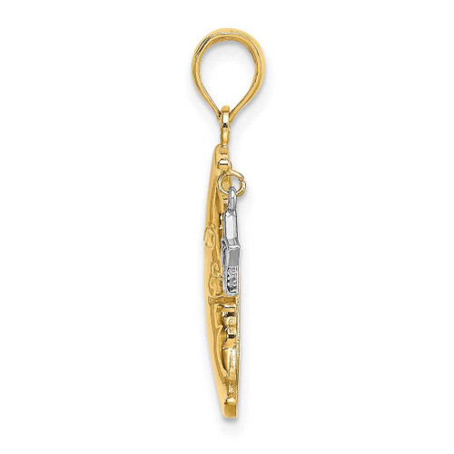 Image of 10k Yellow Gold with Rhodium Half Moon w/Star Moveable Pendant