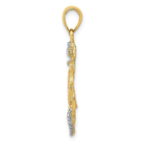 Image of 10k Yellow Gold with Rhodium-Plating Anchor w/ Rope Pendant