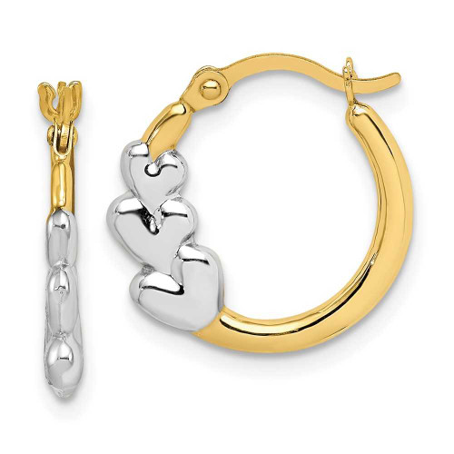 Image of 16mm 10k Yellow Gold with Rhodium-Plating and Hearts Hollow Hoop Earrings