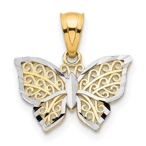 Image of 10k Yellow Gold with Rhodium-Plating Butterfly Pendant 10C1001