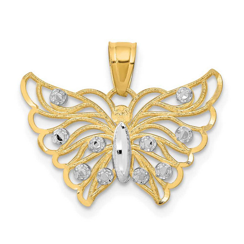 Image of 10k Yellow Gold with Rhodium-Plating Butterfly Pendant 10C1006