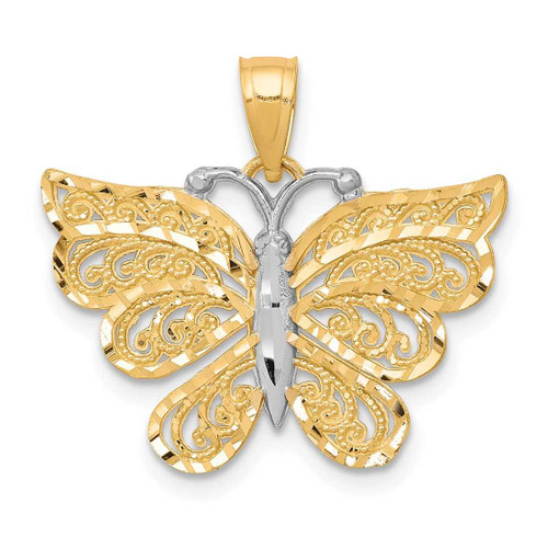 Image of 10k Yellow Gold with Rhodium-Plating Butterfly Pendant 10C1008