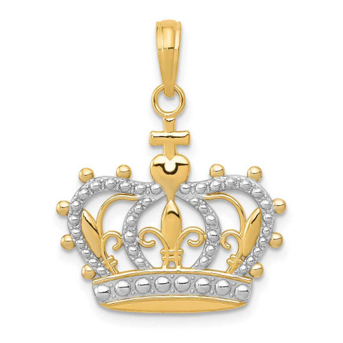 Image of 10k Yellow Gold with Rhodium-Plating Crown Pendant