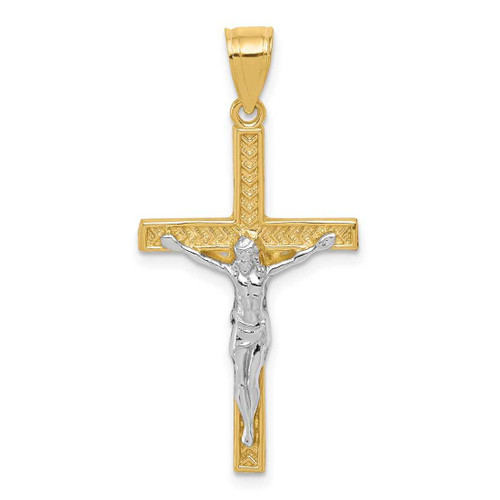 Image of 10k Yellow Gold with Rhodium-Plating Crucifix Pendant 10C1051