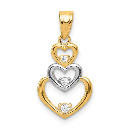 Image of 10k Yellow Gold with Rhodium-Plating CZ 3-Heart Pendant