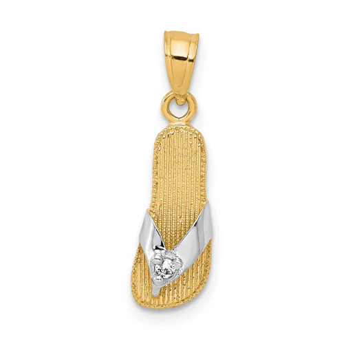 Image of 10k Yellow Gold with Rhodium-Plating CZ Flip Flop Pendant