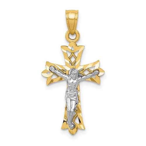 Image of 10k Yellow Gold with Rhodium-Plating Filigree Crucifix Pendant 10C1071