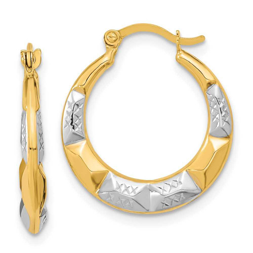 Image of 19mm 10k Yellow Gold with Rhodium-Plating Hollow Hoop Earrings