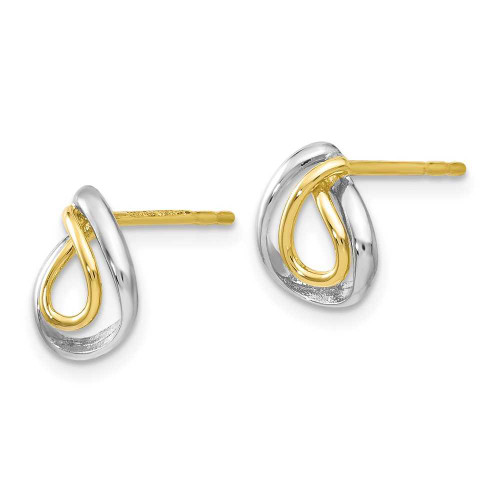 Image of 9mm 10k Yellow Gold with Rhodium-Plating Polished Stud Post Earrings 10LE283
