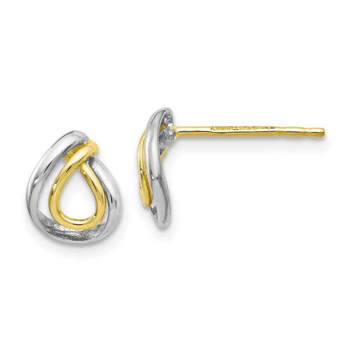 Image of 9mm 10k Yellow Gold with Rhodium-Plating Polished Stud Post Earrings 10LE283