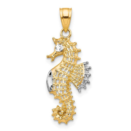 Image of 10k Yellow Gold with Rhodium-Plating Seahorse Pendant