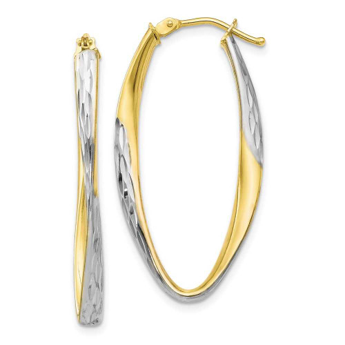 Image of 36mm 10k Yellow Gold with Rhodium-Plating Shiny-Cut Hoop Earrings