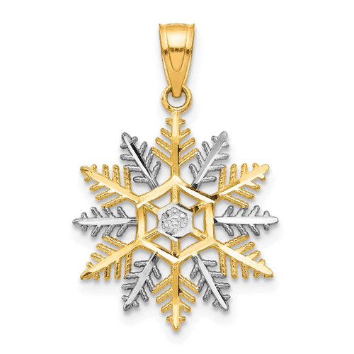 Image of 10k Yellow Gold with Rhodium-Plating Snowflake Pendant