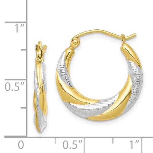 Image of 20mm 10k Yellow Gold with Rhodium-Plating Twist Hollow Hoop Earrings