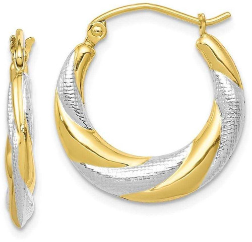 Image of 20mm 10k Yellow Gold with Rhodium-Plating Twist Hollow Hoop Earrings