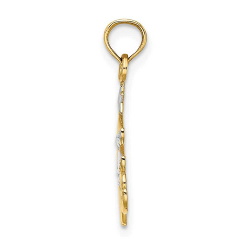 Image of 10k Yellow Gold with Rhodium-Plating-Plated Christmas Tree Pendant