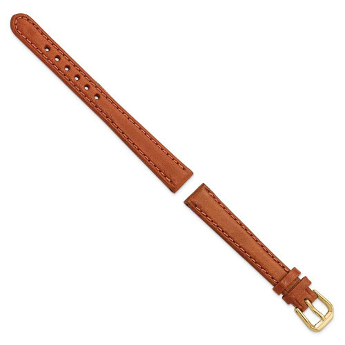 Image of 10mm 6.75" Havana Italian Leather Gold-tone Buckle Watch Band