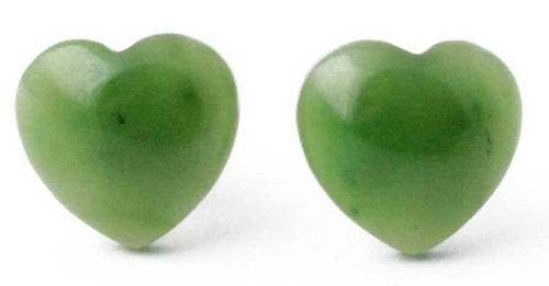 Image of 10mm Genuine Natural Nephrite Jade Heart Stud Earrings