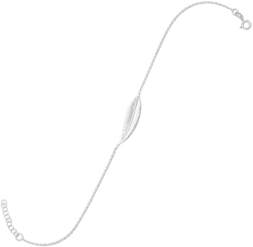 Image of 11" + 1" Sideways Feather Anklet 925 Sterling Silver