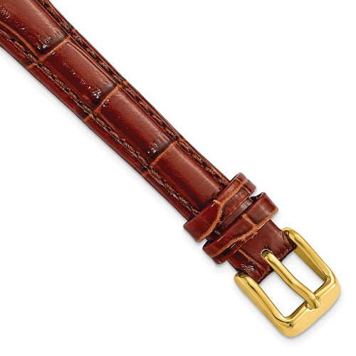 Image of 12mm 6.75" Havana Croc Style Leather Chrono Gold-tone Buckle Watch Band