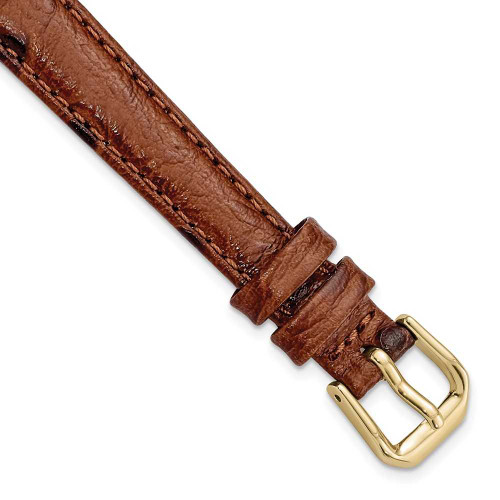 Image of 12mm 6.75" Havana Ostrich Style Grain Leather Gold-tone Buckle Watch Band