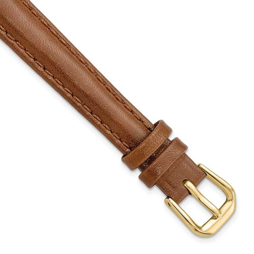 Image of 12mm 6.75" Havana Smooth Leather Gold-tone Buckle Watch Band