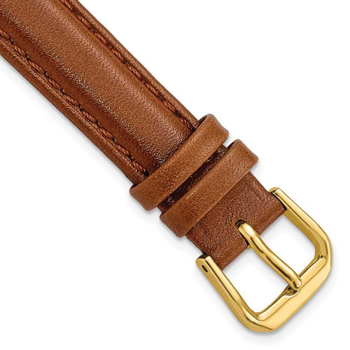 Image of 13mm 6.75" Havana Smooth Leather Gold-tone Buckle Watch Band