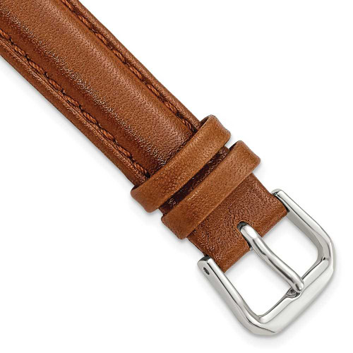 Image of 13mm 6.75" Havana Smooth Leather Silver-tone Buckle Watch Band