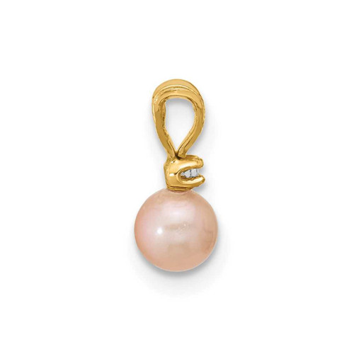Image of 14K Gold Madi K 4-5mm Pink Near Round Freshwater Cultured Pearl CZ Pendant