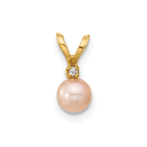 Image of 14K Gold Madi K 4-5mm Pink Near Round Freshwater Cultured Pearl CZ Pendant