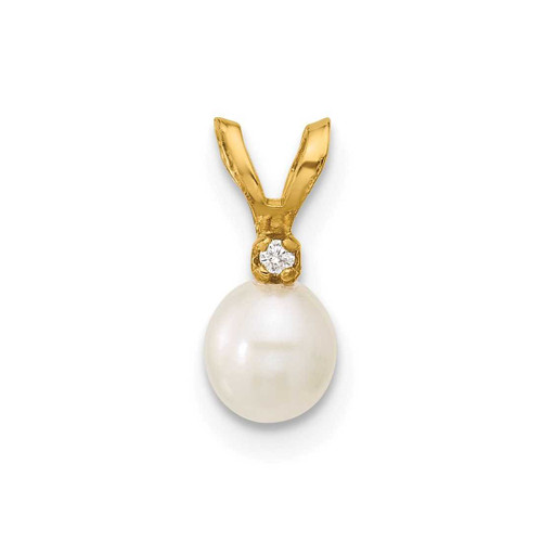 Image of 14K Gold Madi K 4-5mm White Near Round Freshwater Cultured Pearl CZ Pendant