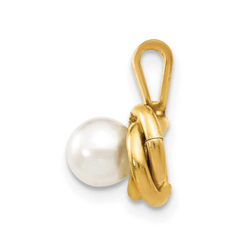 Image of 14K Gold Madi K 4mm White Round Freshwater Cultured Pearl Love Knot Pendant