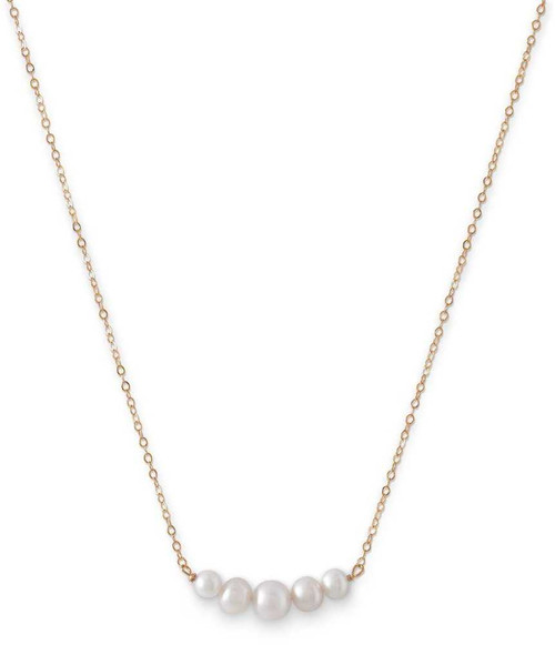 Image of 14K Gold Necklace with 5 Cultured Freshwater Pearls