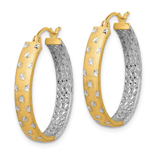 Image of 14k Gold with Rhodium Polished & Shiny-Cut In/Out Hoop Earrings TF1576