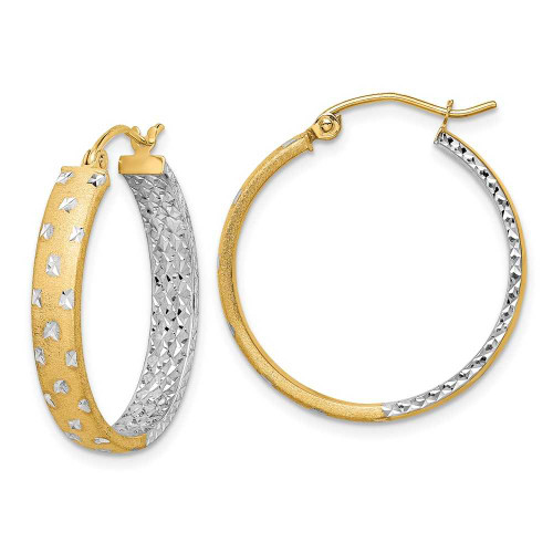 Image of 14k Gold with Rhodium Polished & Shiny-Cut In/Out Hoop Earrings TF1576