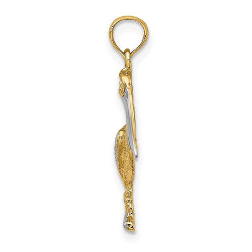 Image of 14k Gold with Rhodium-Plating 2-D Standing Pelican Pendant