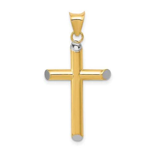 Image of 14k Gold with Rhodium-Plating 3-D Hollow Cross Pendant K3616