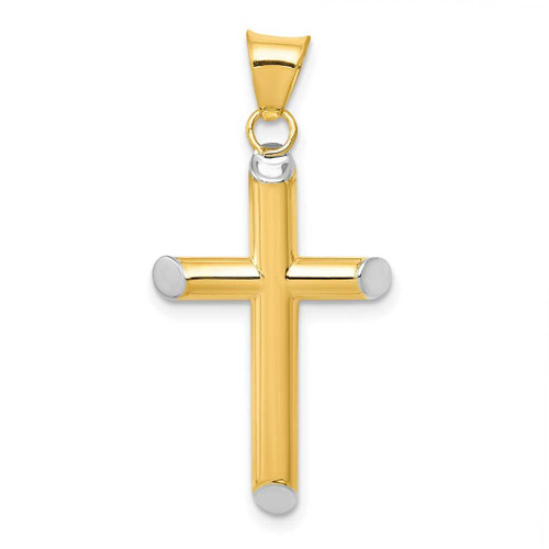 Image of 14k Gold with Rhodium-Plating 3-D Hollow Cross Pendant K3617