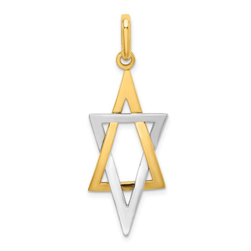 Image of 14k Gold with Rhodium-Plating Elongated Jewish Star of David Charm