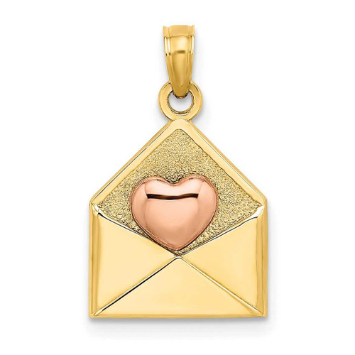 Image of 14k Rose & Yellow Gold 3-D XOXO Envelope Heart Pendant