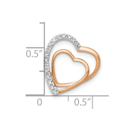 Image of 14K Rose Gold .01ctw. Diamond Double Heart Chain Slide Pendant