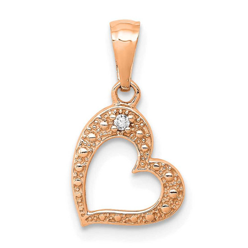 Image of 14K Rose Gold .01ctw. Diamond Heart Pendant