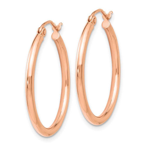 Image of 26mm 14k Rose Gold 2mm Polished Hoop Earrings LE886